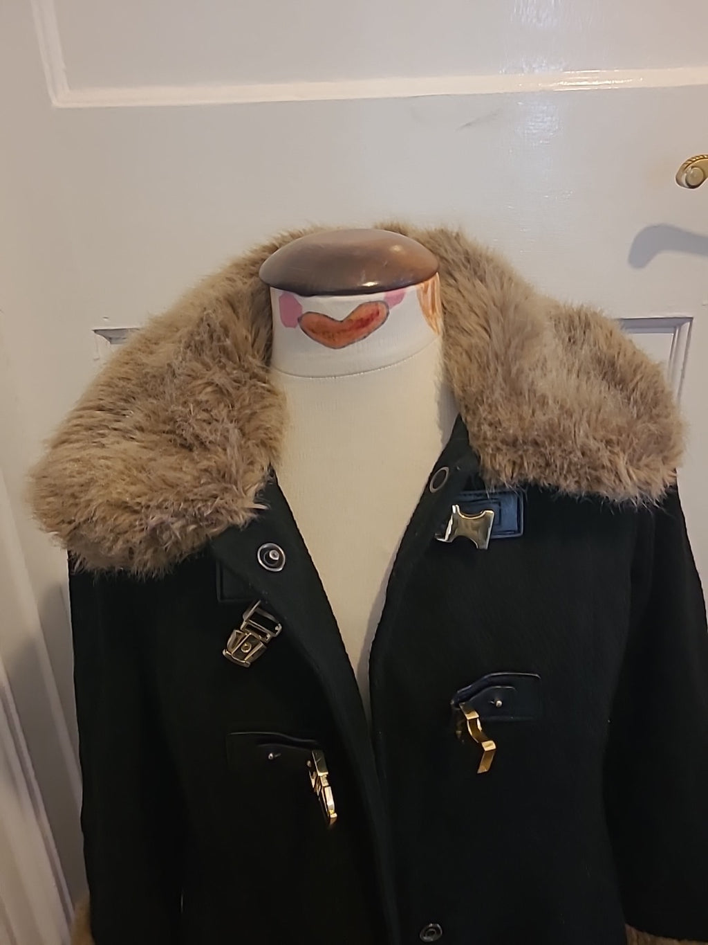 Ladies Tu Size 14 Black Faux Fur Jacket