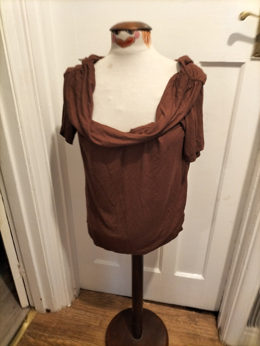 Ladies Marks And Spencer Size 18 Regular Brown Wide Neck Blouse