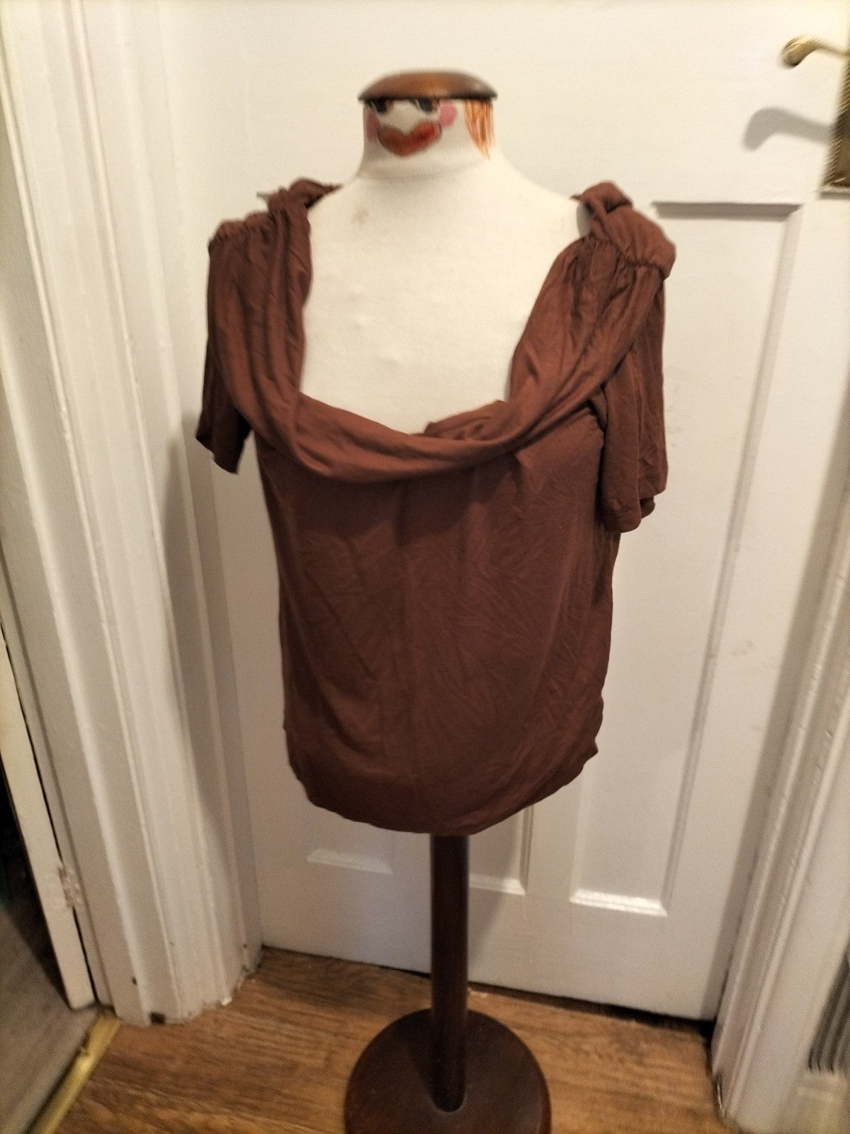 Ladies Marks And Spencer Size 18 Regular Brown Wide Neck Blouse