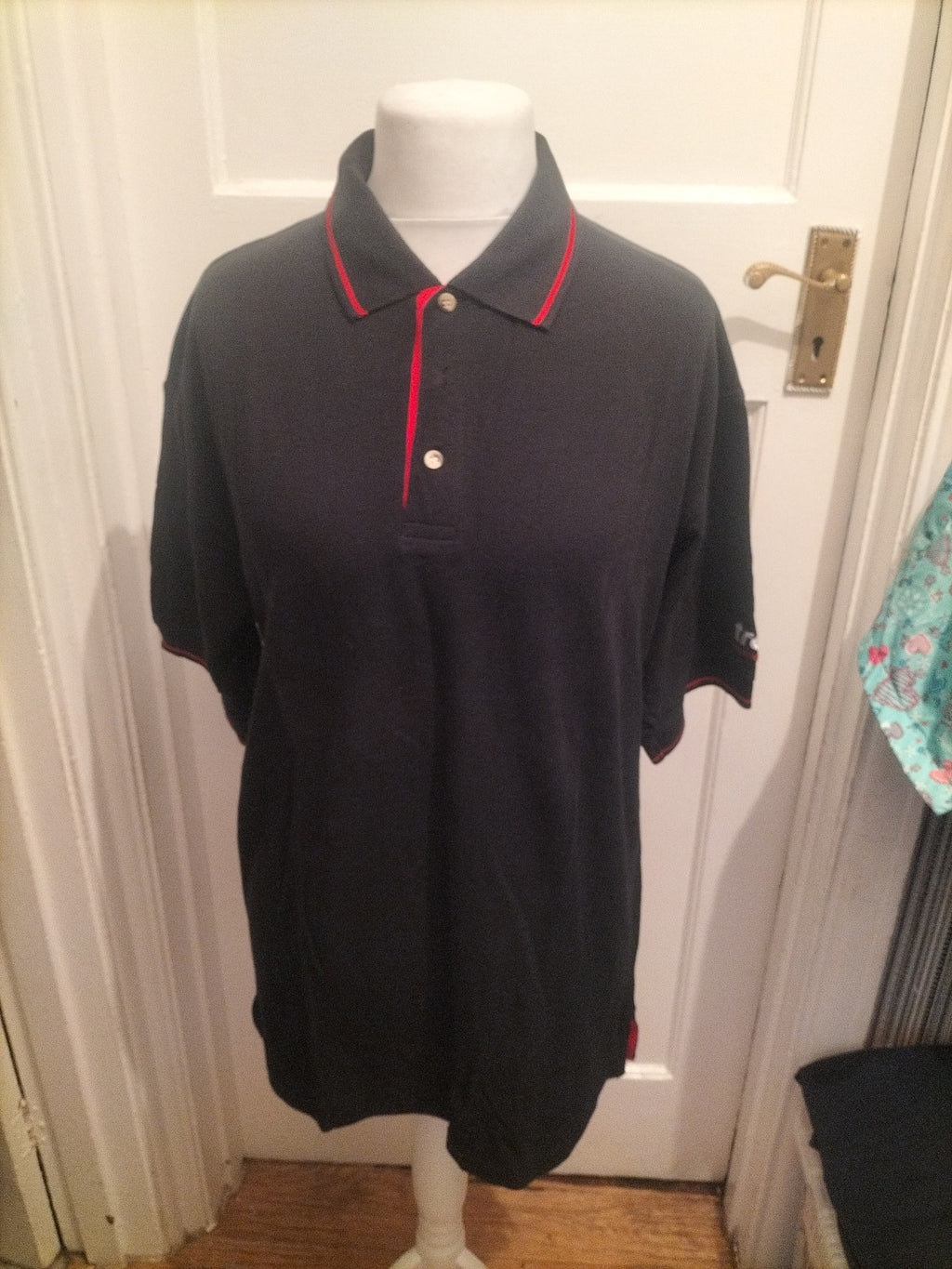 Kustom Kit Large Black With Red Trim Short Sleeve Polo