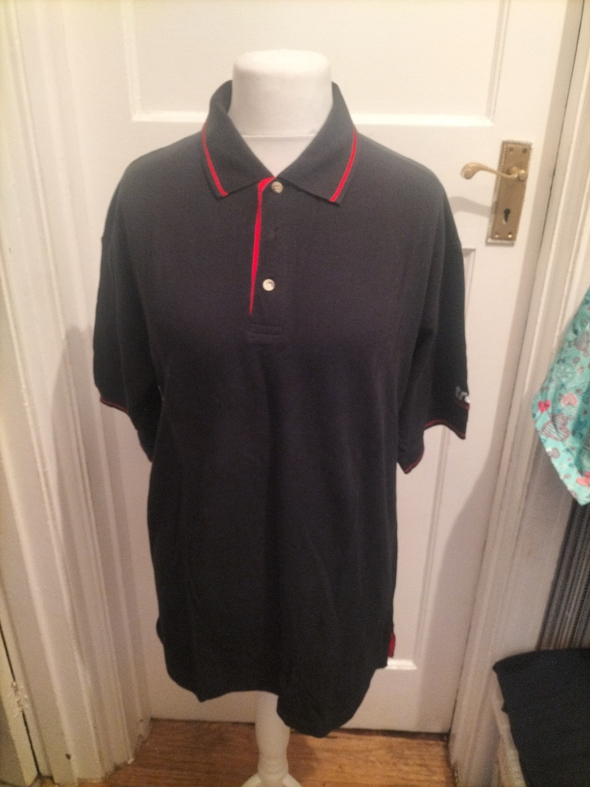 Kustom Kit Large Black With Red Trim Short Sleeve Polo