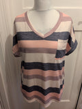 Shein XL Striped Short Sleeve T-shirt Multicoloured
