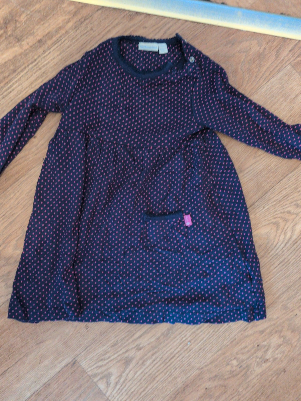 JoJo Maman Bebe 2-3 Years Navy And Pink Spot Dress