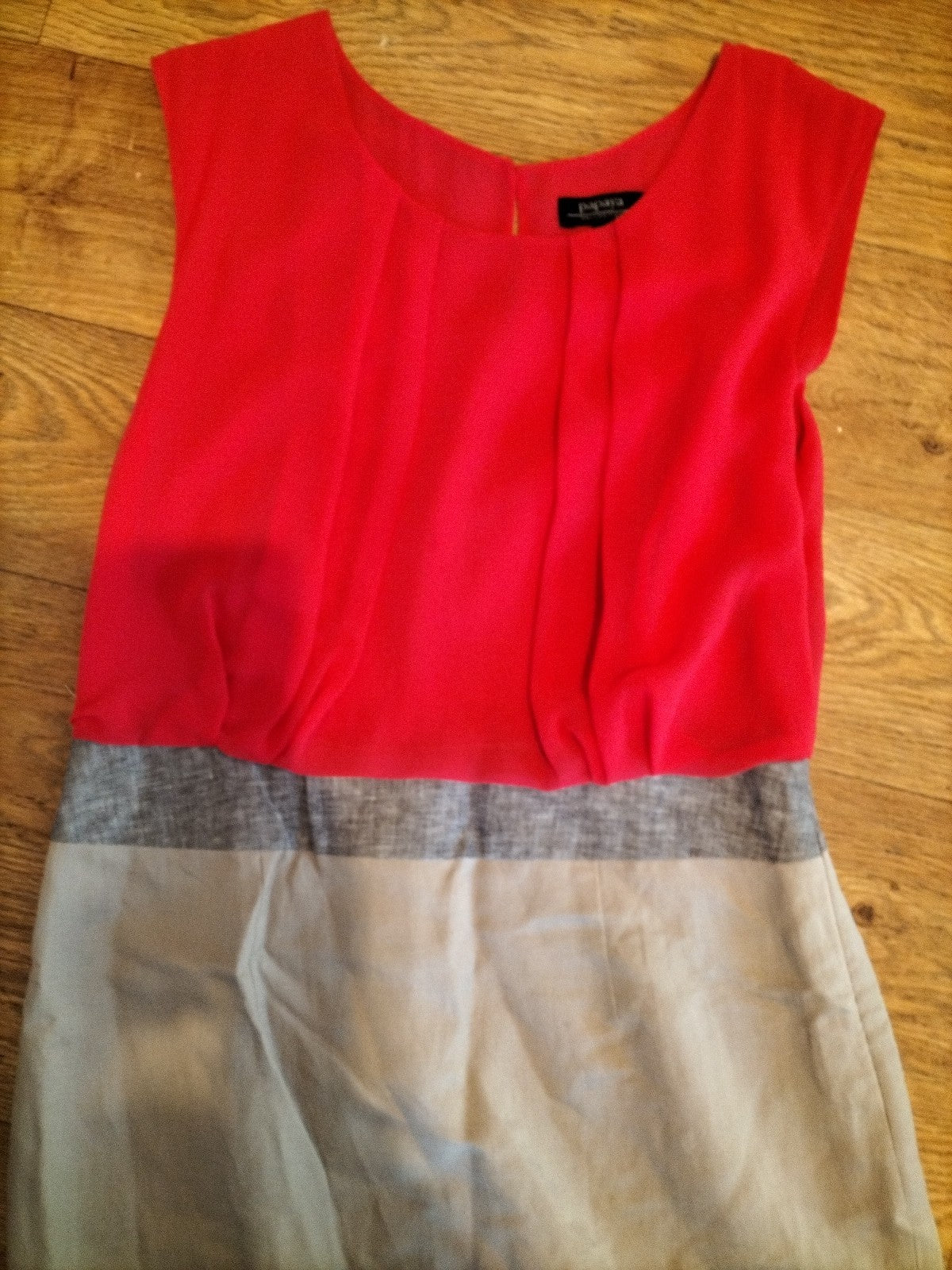 Ladies Papaya Collection Size 12 Hot Pink And Beige Sleeveless Dress