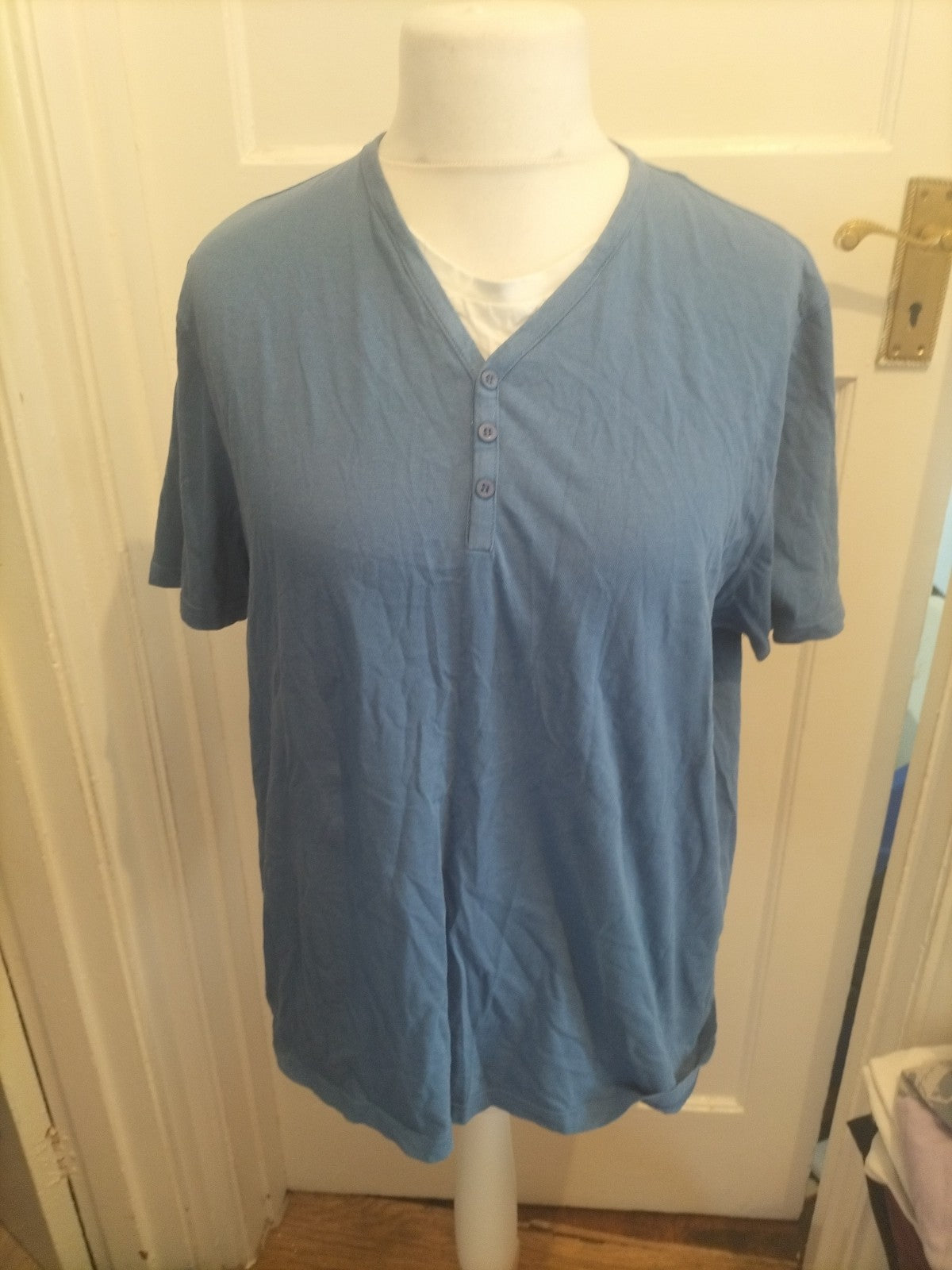 Atlantic Bay Large Blue V Neck Short Sleeve T-shirt