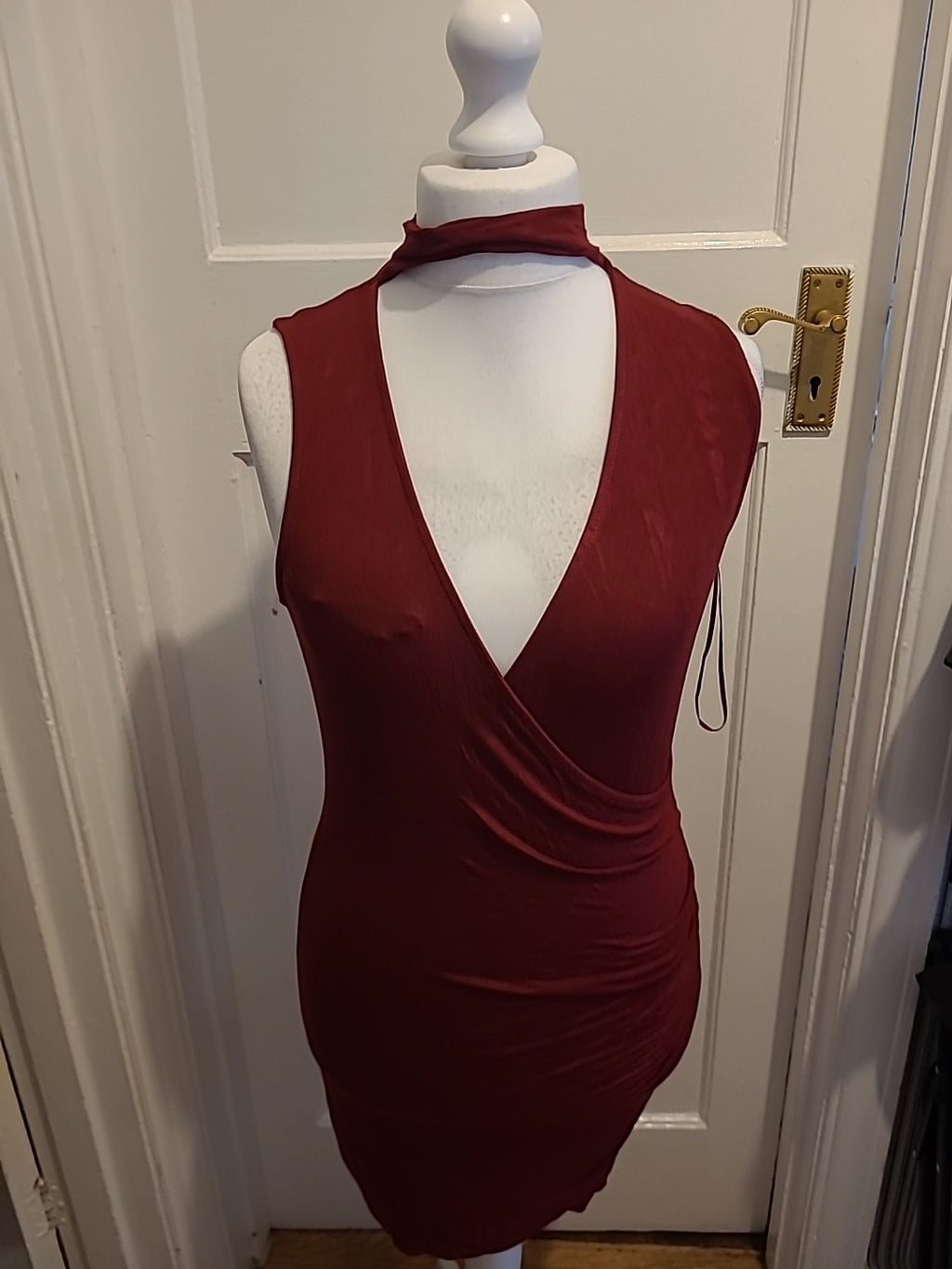 Ladies Prettylittlething Size Medium Ruby Red Sleeveless Dress
