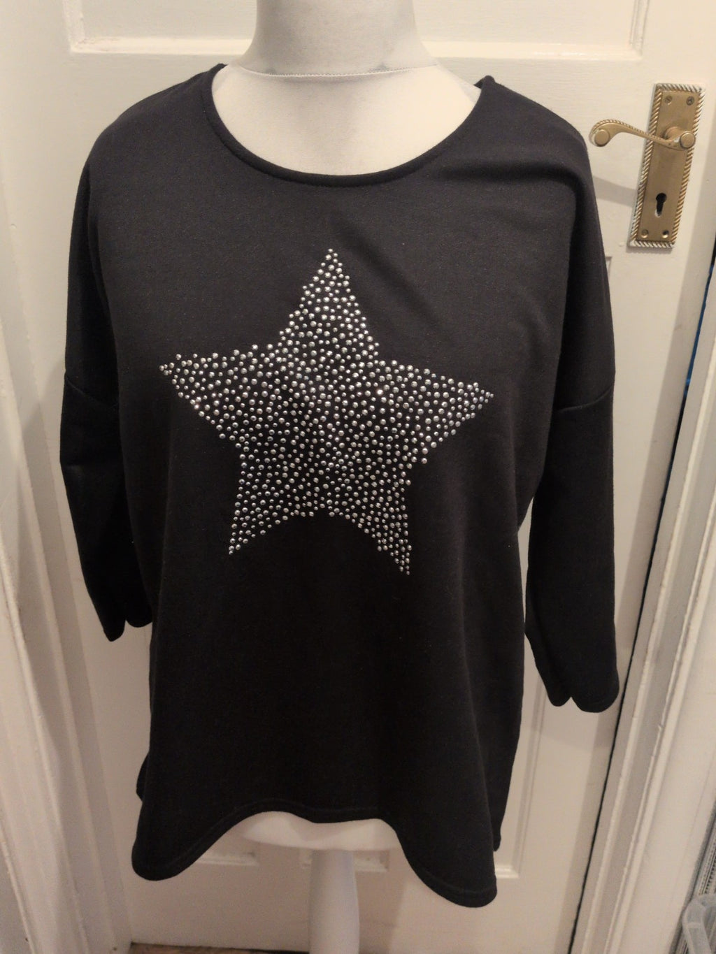 Peacocks Medium Black With Silver Star Jumper