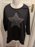 Peacocks Medium Black With Silver Star Jumper