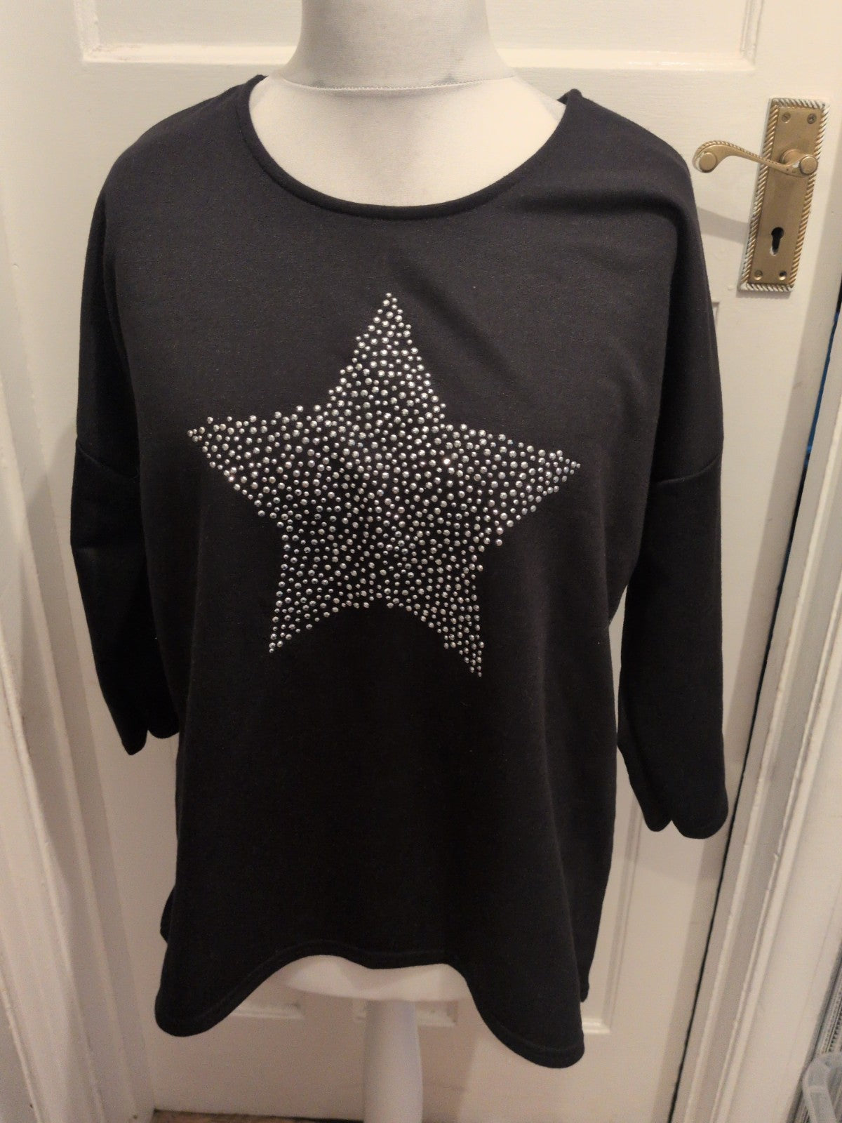 Peacocks Medium Black With Silver Star Jumper