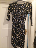 Ladies Next Size 8 Black Bow Pattern 3/4 Sleeved Dress