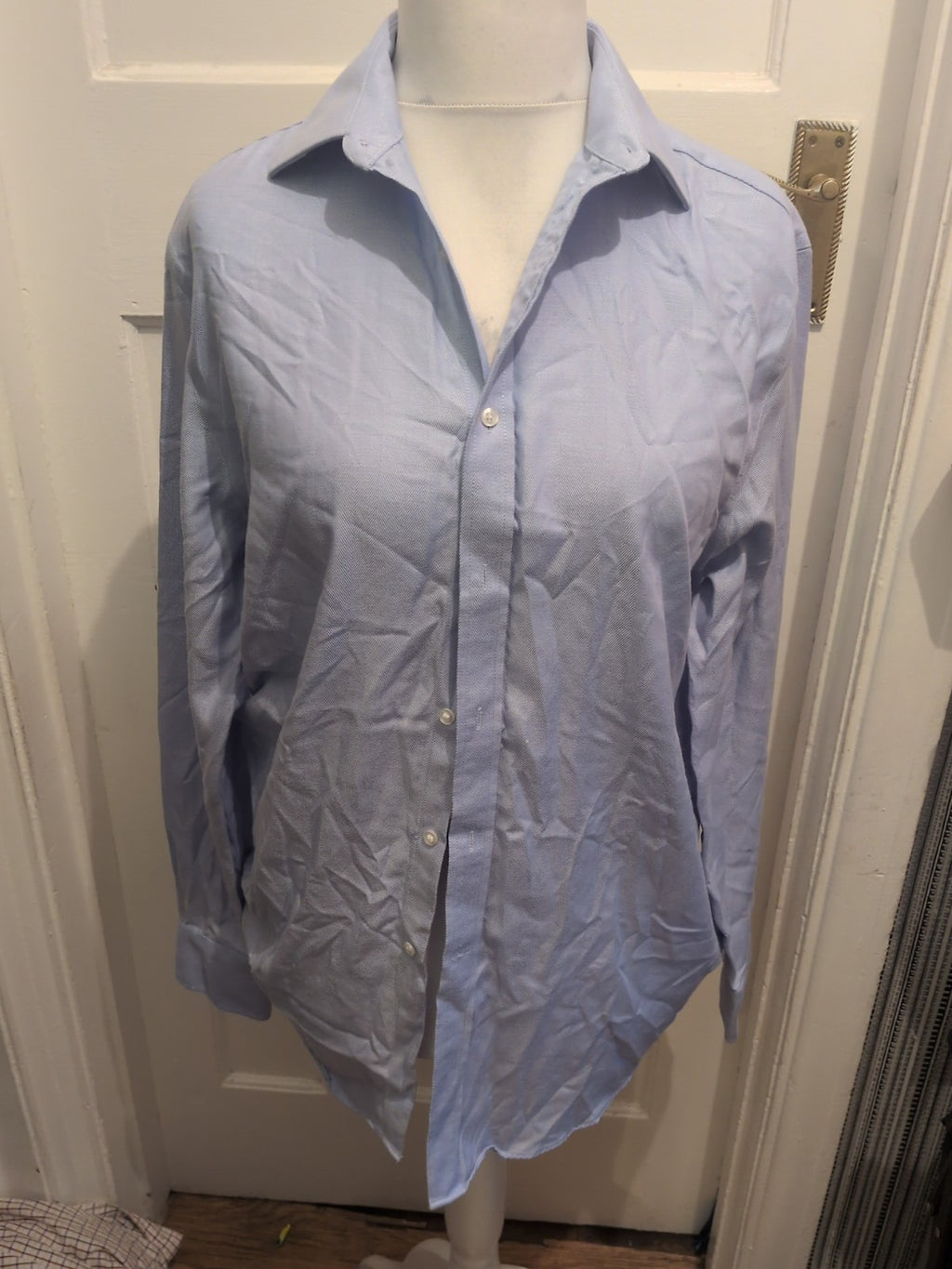 Debenhams Premium Collection 15.5 Blue Long Sleeve Shirt Classic Fit