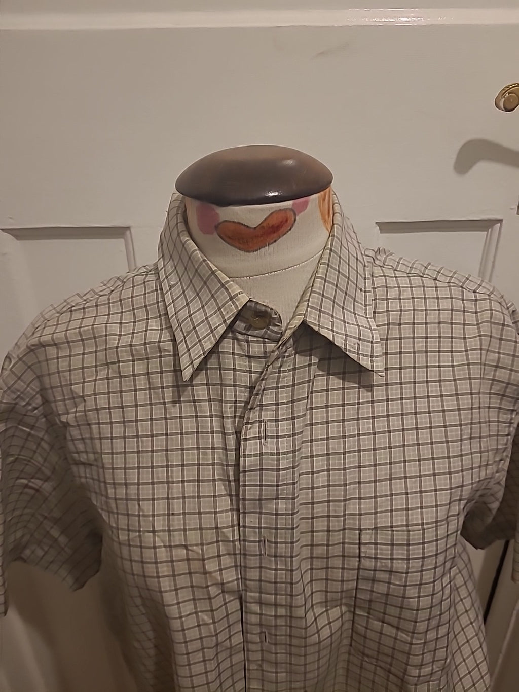 Mens Regatta Size 40" Beige/Grey Check Shirt Short Sleeved