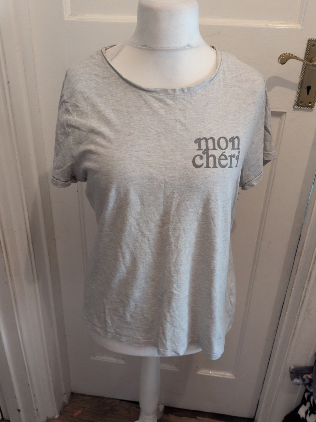 Primark Large Grey Mon Cheri Short Sleeve T-shirt