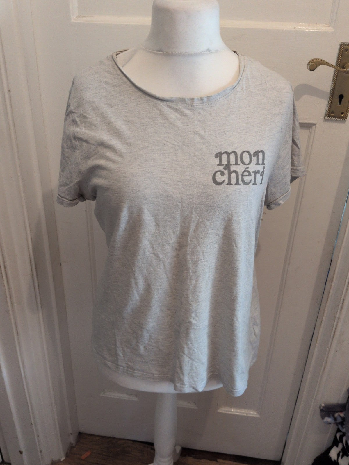 Primark Large Grey Mon Cheri Short Sleeve T-shirt