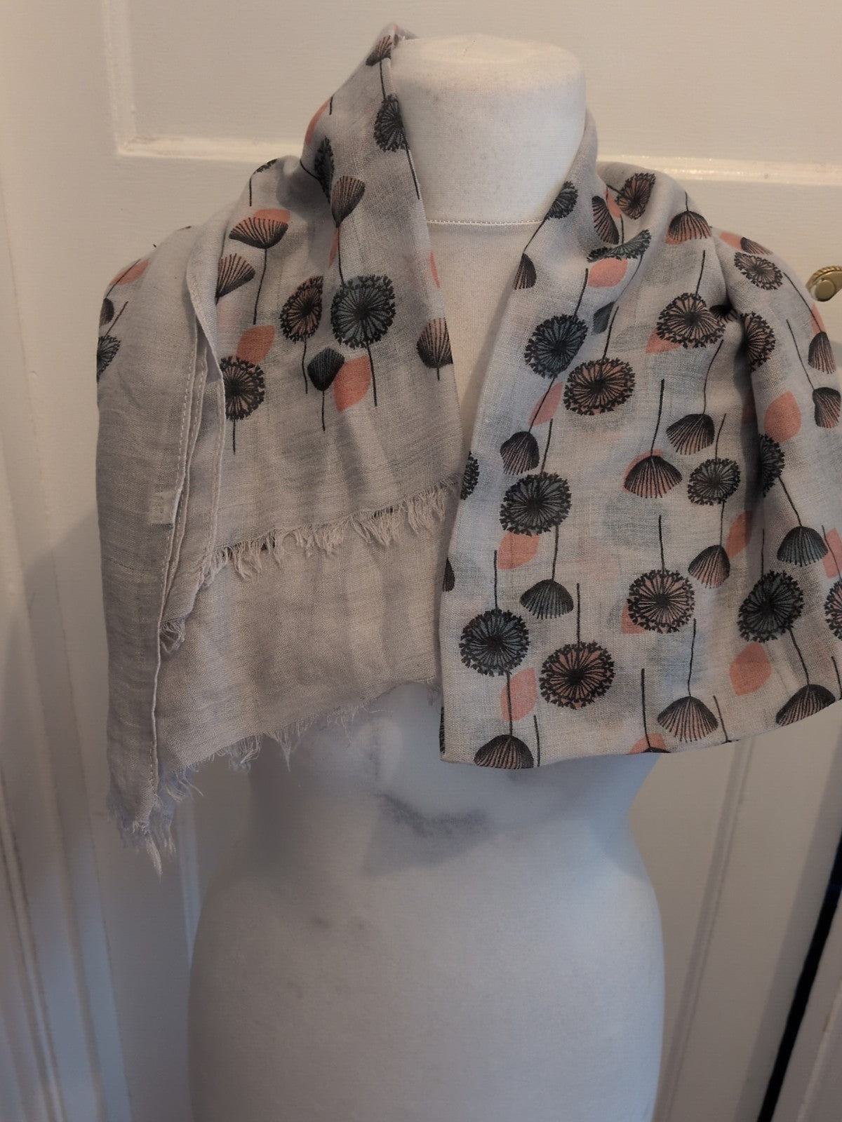 Grey Floral Scarf
