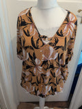 George 20 Brown Floral Short Sleeve Blouse