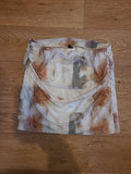 Ladies Shein Size Large Ruched Mini Skirt Brown Cream