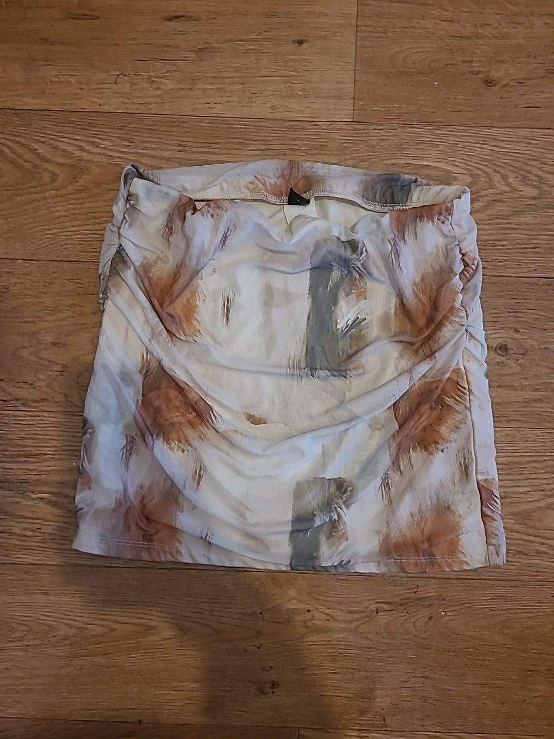Ladies Shein Size Large Ruched Mini Skirt Brown Cream