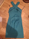 Ladies Warehouse Size 10 Teal Sleeveless Criss Cross Dress