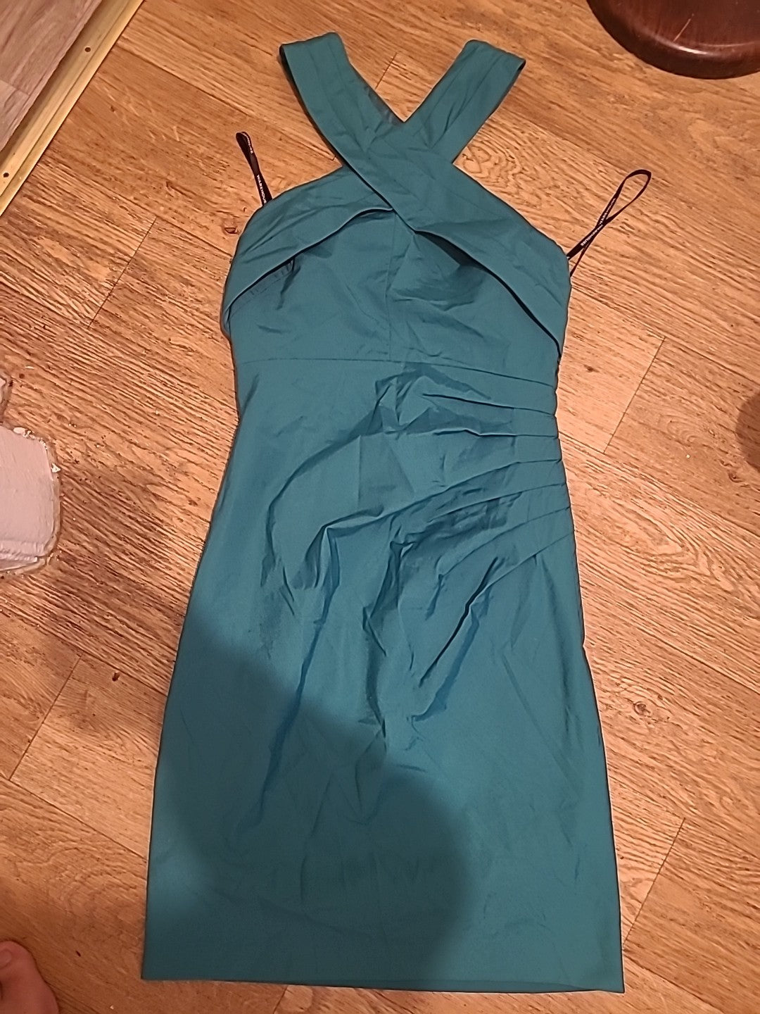 Ladies Warehouse Size 10 Teal Sleeveless Criss Cross Dress