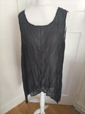 Ladies Size XL Black Semi See Through Sleeveless Longline Blouse