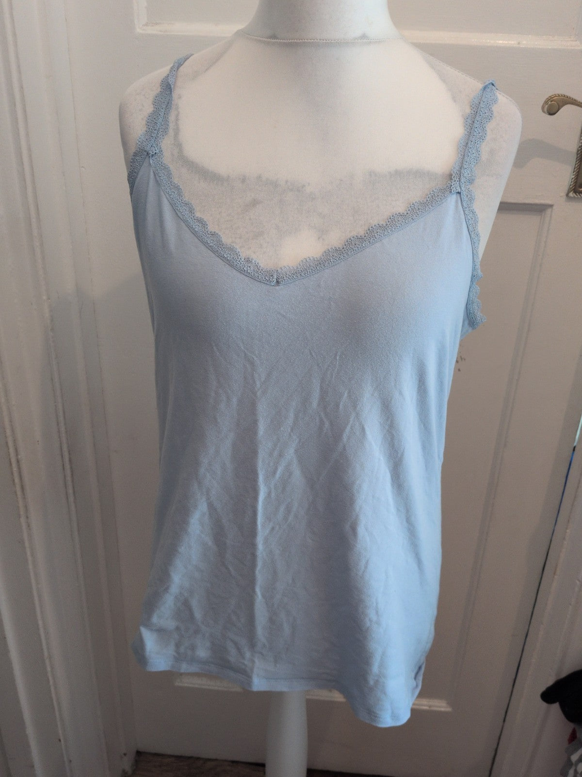 20 Blue Frill Hem Sleeveless Pyjama Top