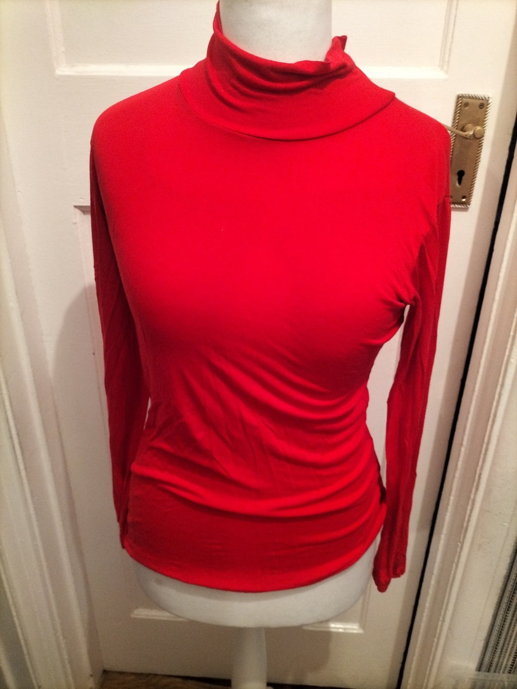 Ladies Size M/L Red Long Sleeved Roll Neck T-shirt