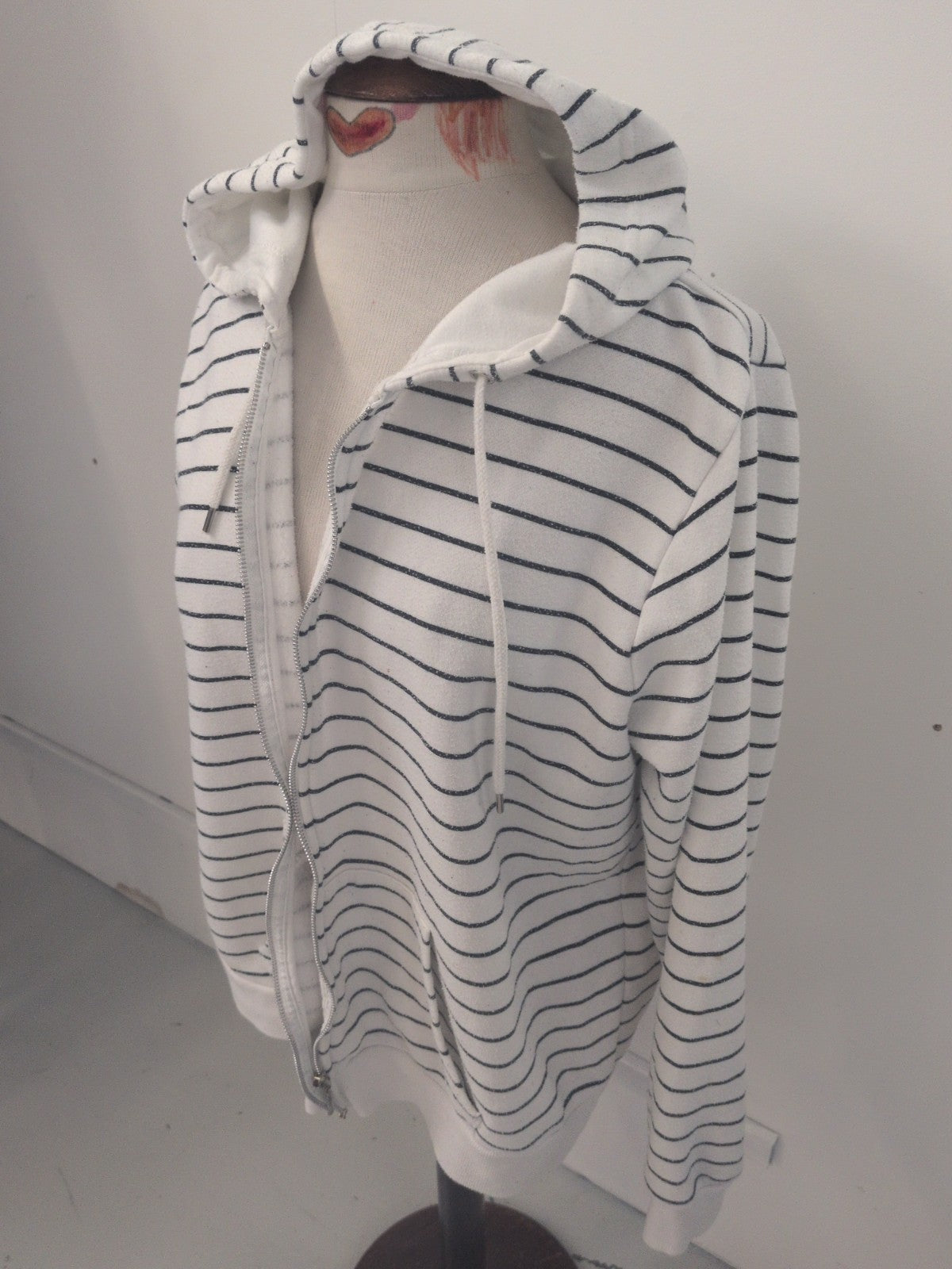 Primark 20 Navy Stripe Full Zip Hoodie Small Mark On Front