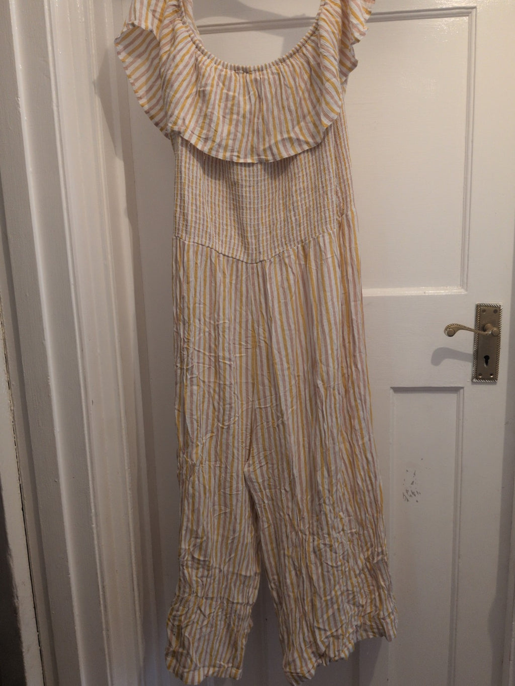Primark 20 Yellow/Beige/White Stripe Jumpsuit Sleeveless