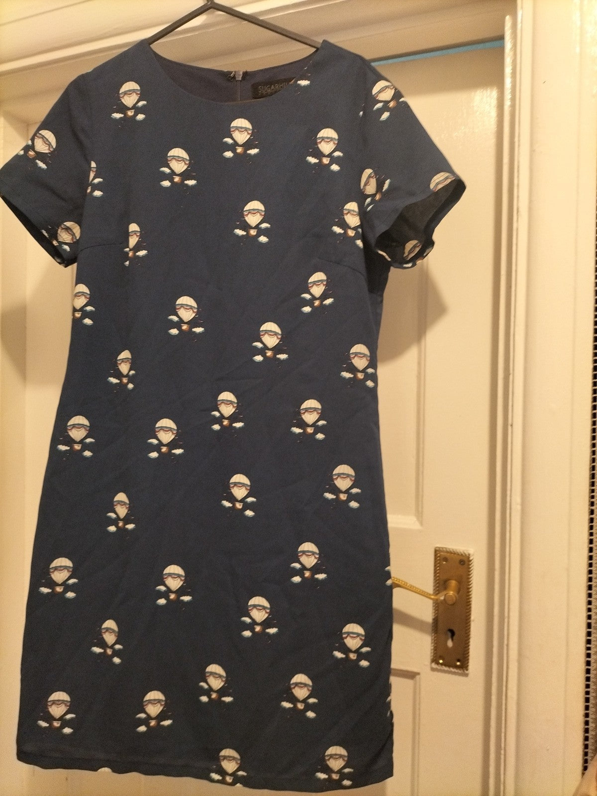 Ladies Sugarhill Size 6 Navy Hot Air Ballon Cap Sleeved Dress