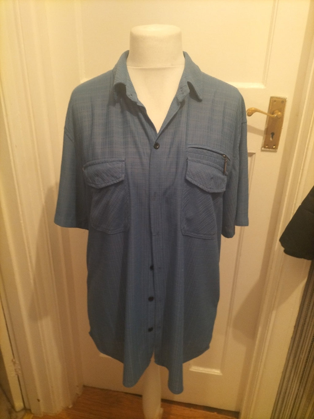 Mens New Wise Size 3XL Blue Textured Short Sleeved Shirt
