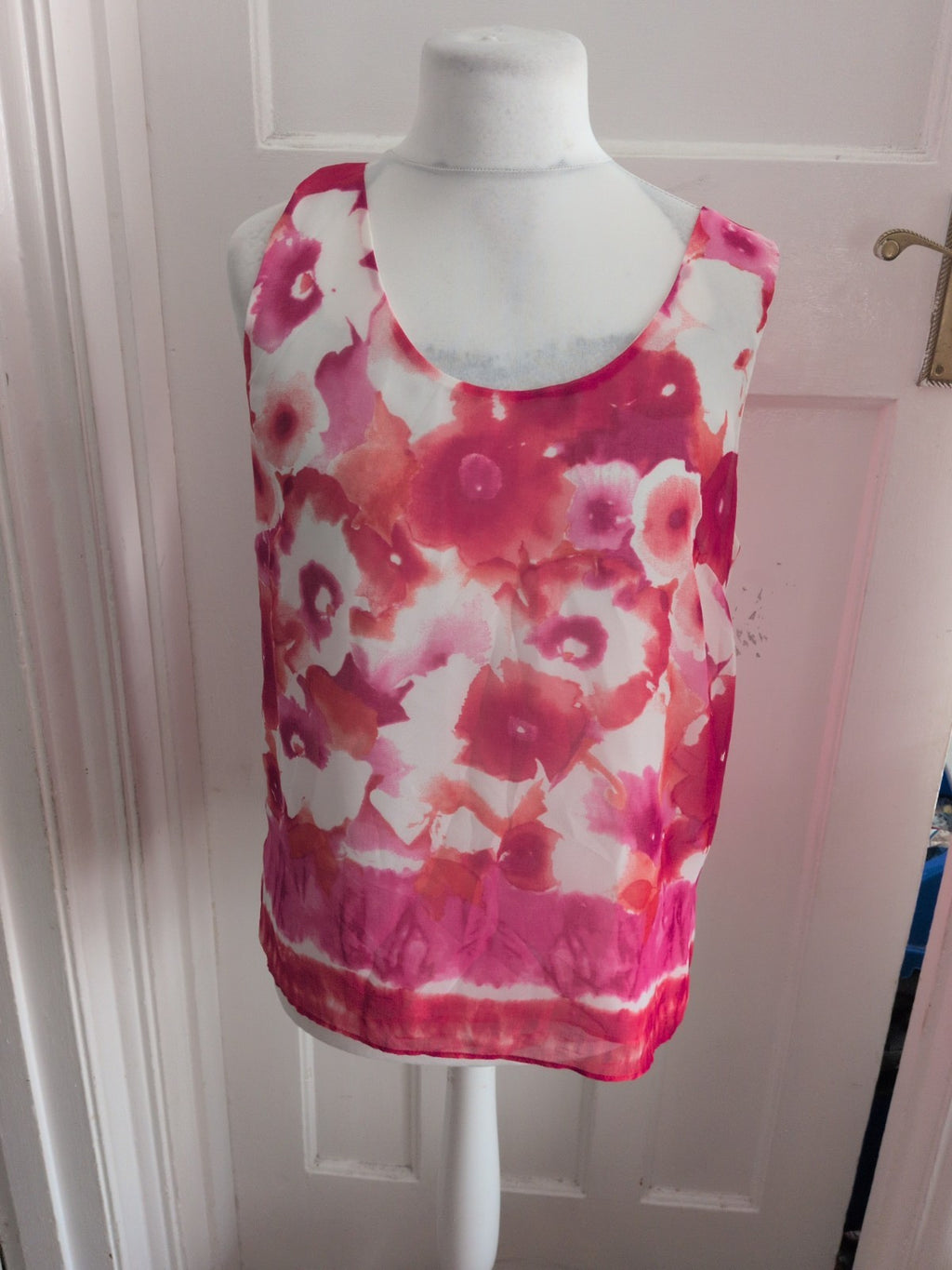 Michela Louise 16 Peach Pink Red Lined Sleeveless Blouse