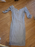 Ladies Quiz Size 12 Black Amd Silver Glittery Long Sleeved Pencil Dress