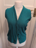 S/M Teal Buttoned Sleeveless Cardigan