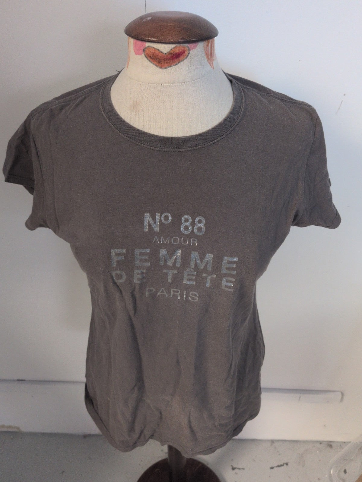 River Island 14 Grey With Silver Print Short Sleeve T-shirt