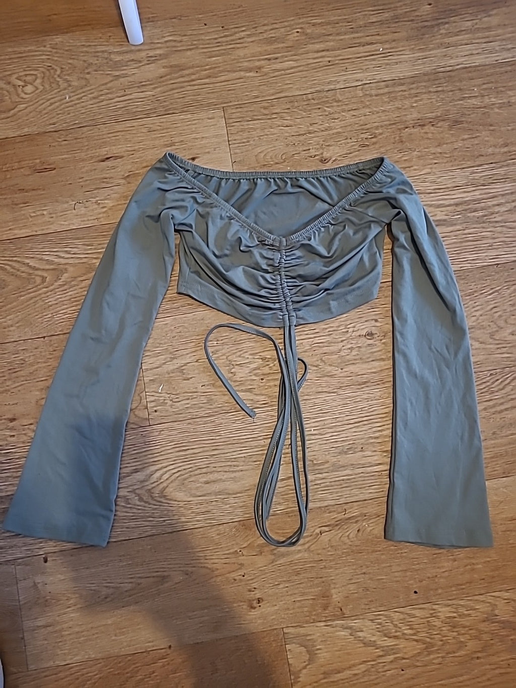 Ladies Shein Size XS Green Long Sleeved Boob Tube Crop Top