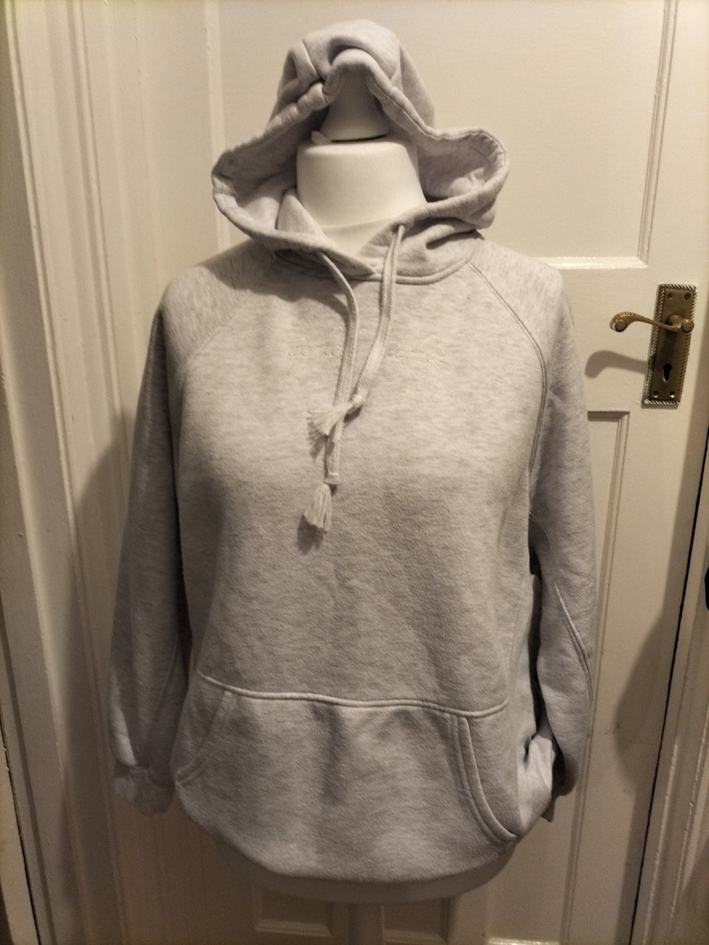 Ladies Primark Size Small 10-12 Grey Pullover Hoodie With Print On Front