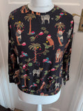 Marks And Spencer Small Black Safari Pattern Long Sleeve Pyjama Top