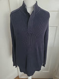 Mens Sandstone Size M Navy Ribbed Jumper