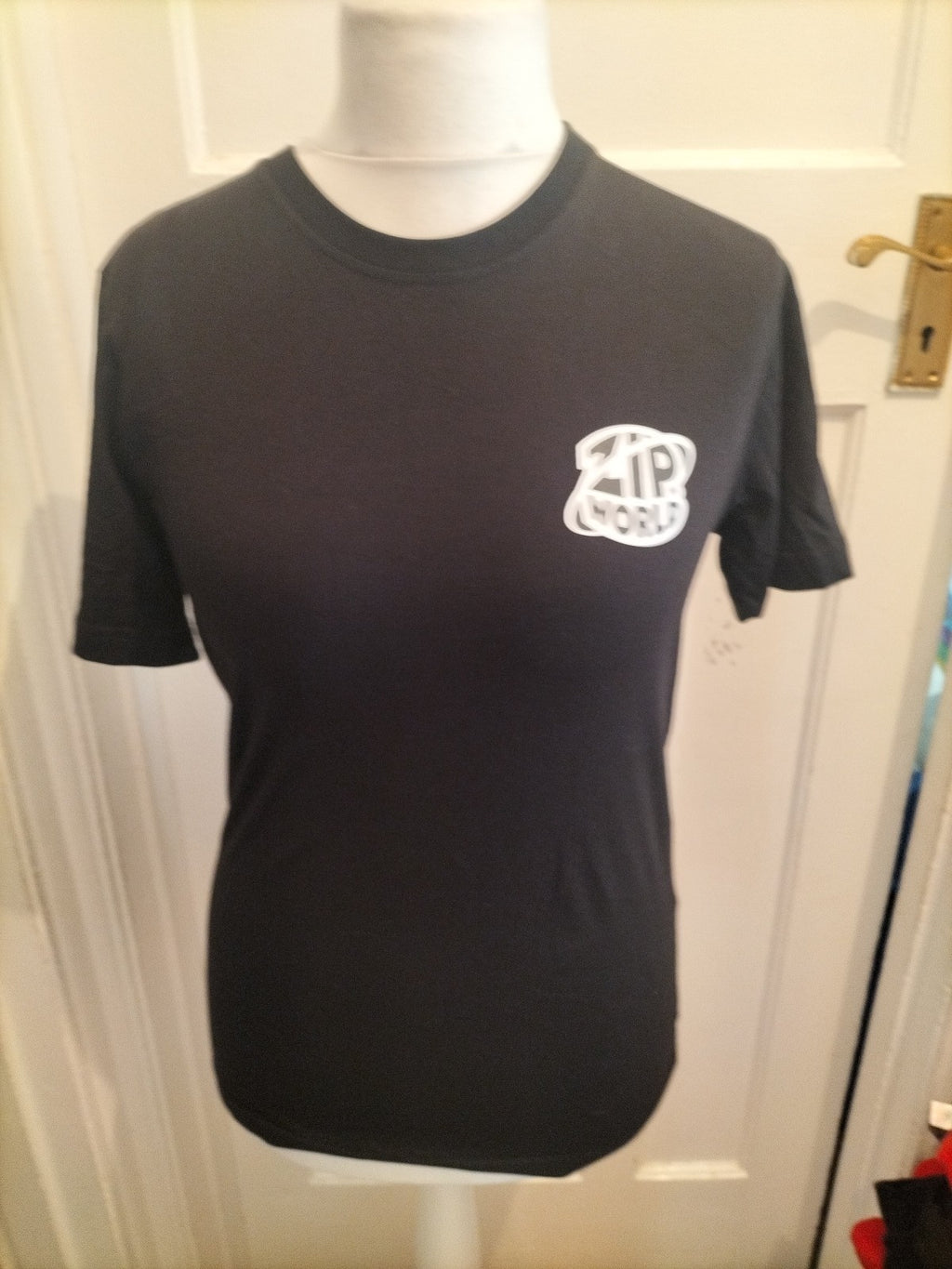 Mens Zip World Size Xs Black Short Sleeved T-shirt