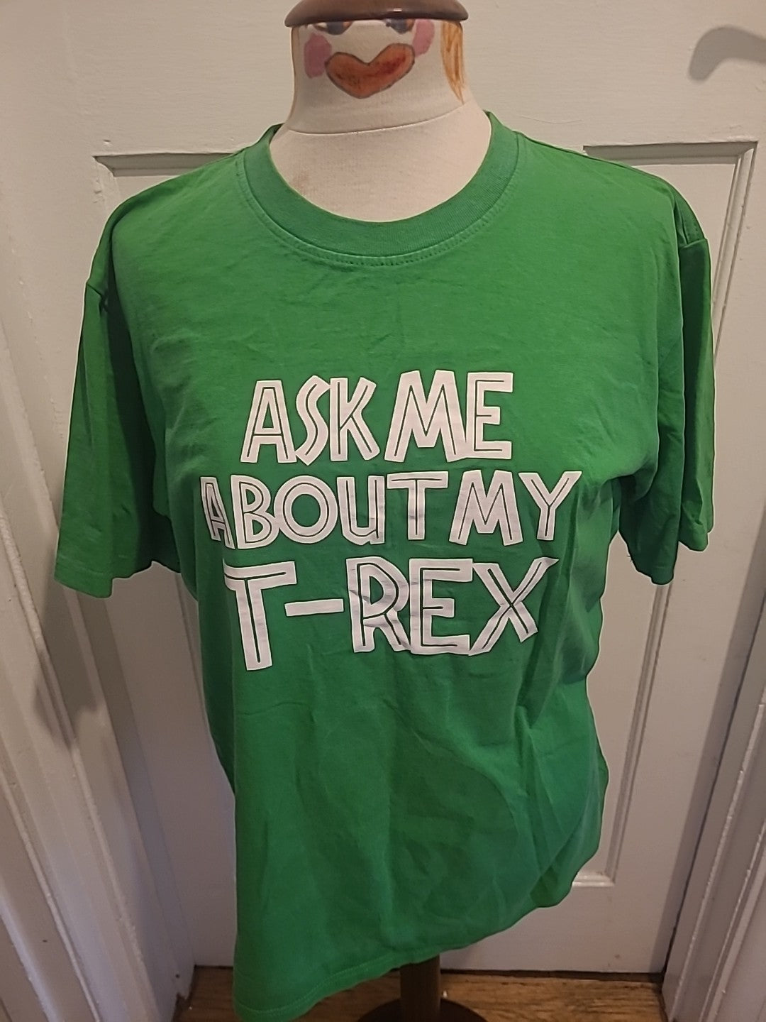 Mens Size XL Green And White "T-Rex" Tshirt
