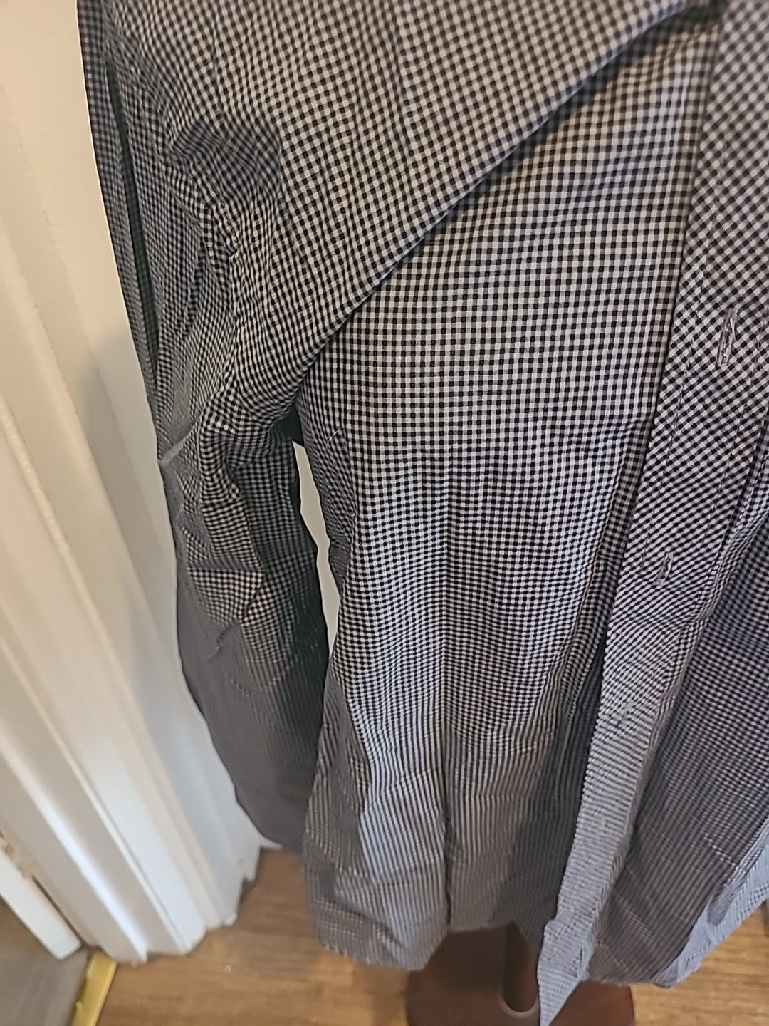 Mens Admiral Size Medium Navy White Small Check Long Sleeved Shirt