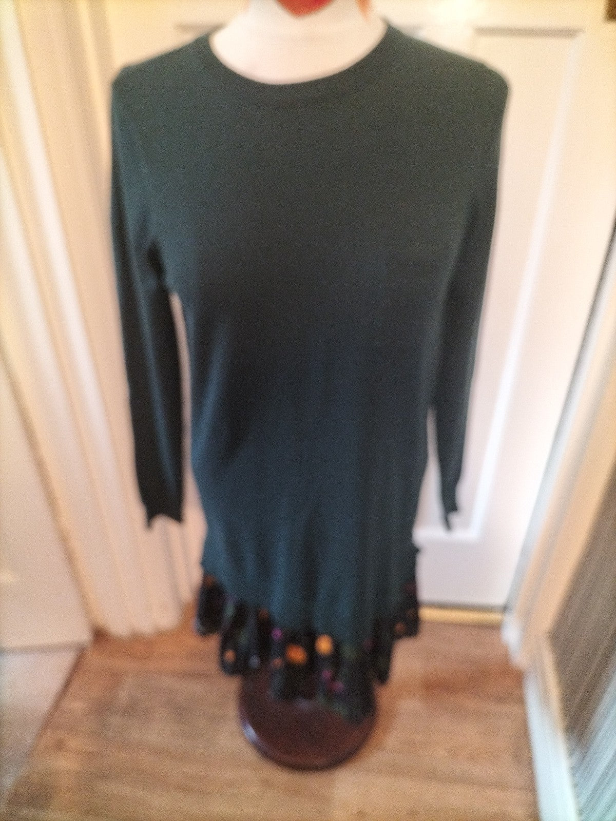 Ladies Next Size 10 Bottle Green Long Sleeved Dress