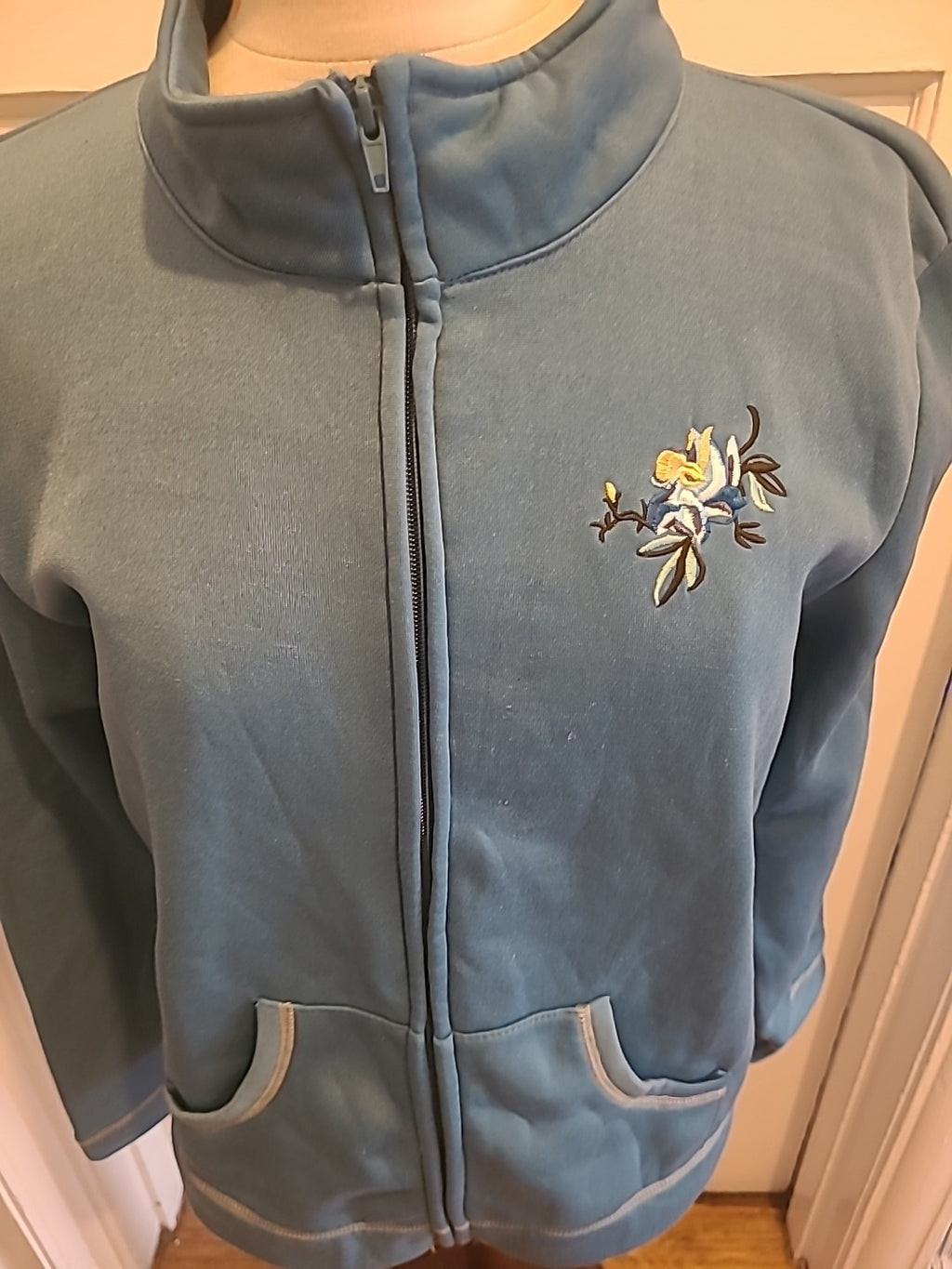 Ladies Anne De Lancay Size 14-16 Turquoise Xip Through Basic Jacket
