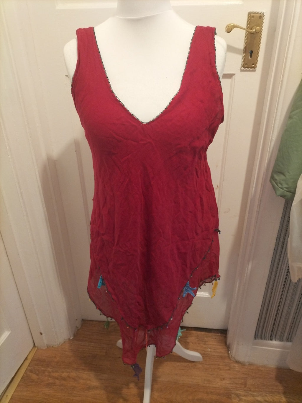 Ladies Size Large Plum Colour Fish Detail Top