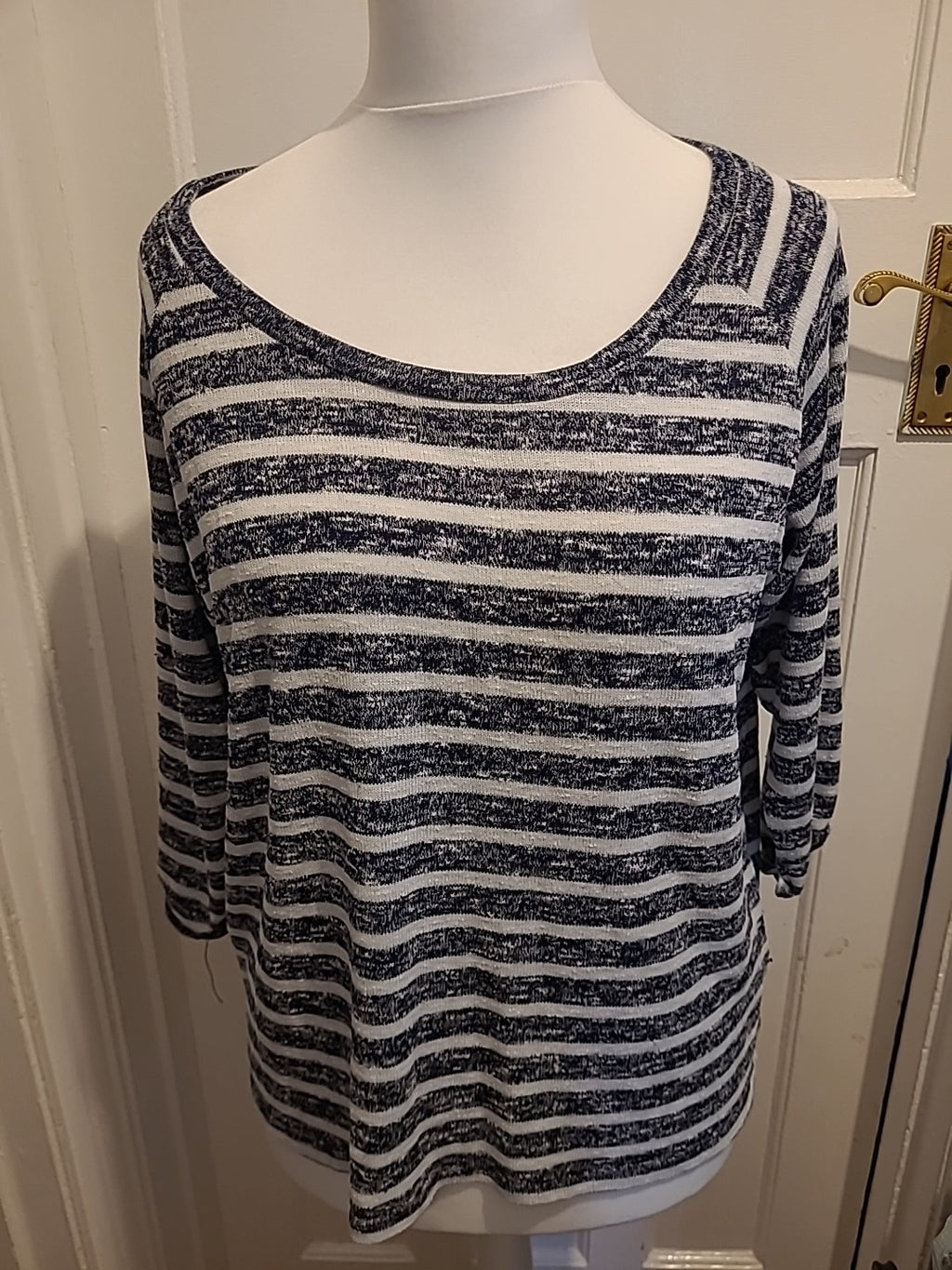 Ladies Tu Size 16 Black Fleck Striped Long Sleeved Blouse