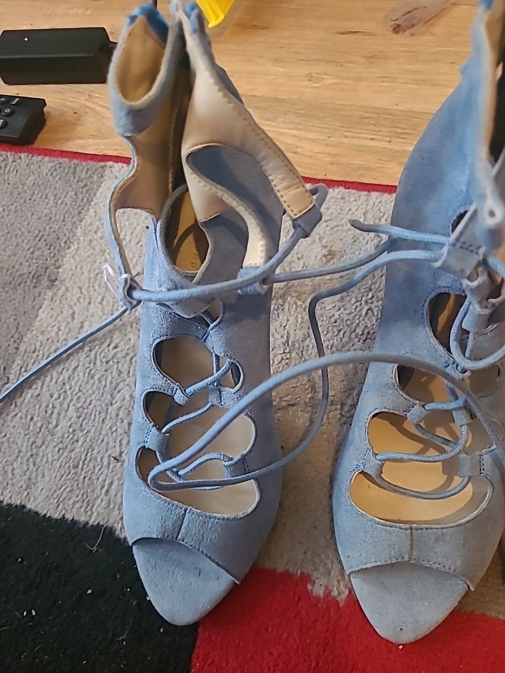Ladies Office London Size Uk 3.5 Pale Blue Lace Detailed Heels