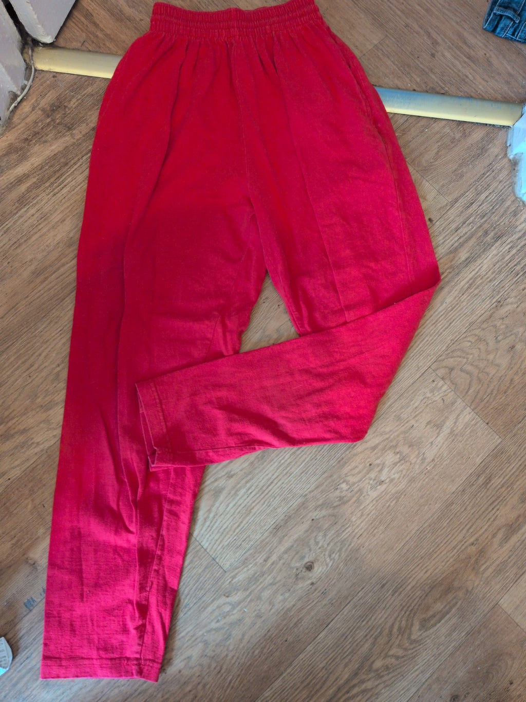 Ladies Small Red Elasticated Trousers Chino