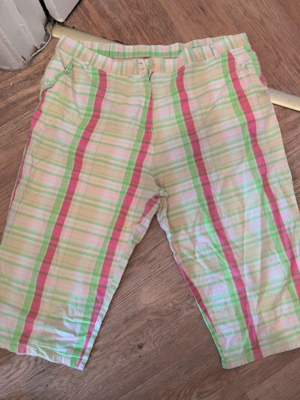 Ladies 2XL Multi Check Cropped Trousers