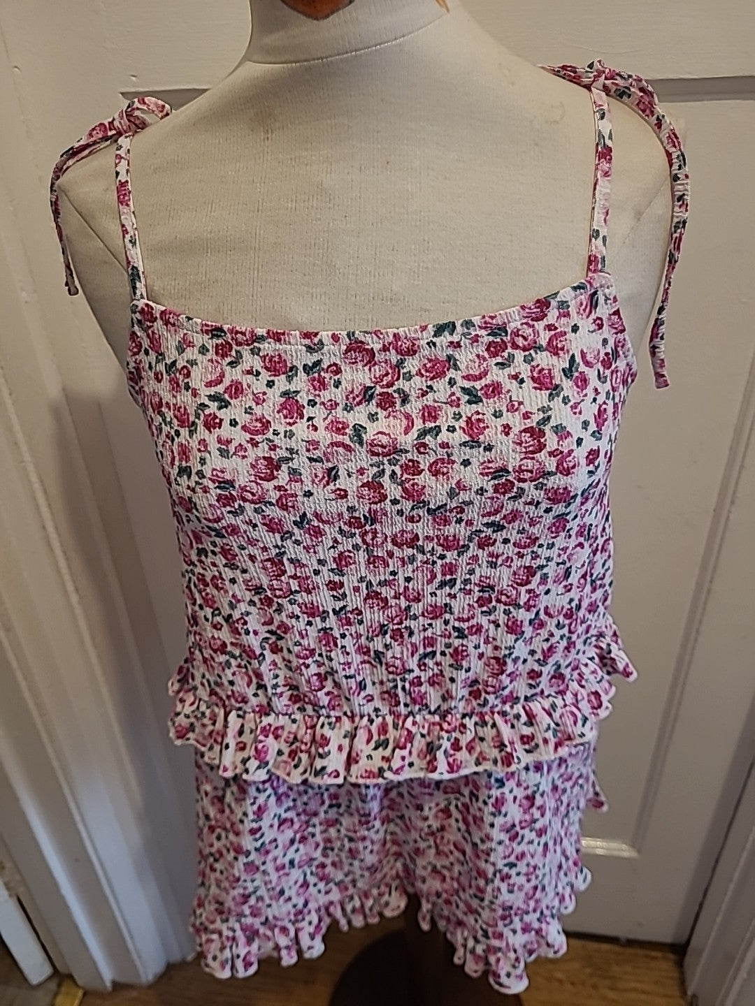 Ladies Dorothy Perkins Size Small Tall Purple Green White Sleeveless Top
